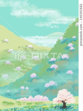 手繪風格風景插畫：春天 140391682