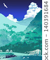 Hand-drawn style summer landscape illustration 140391684