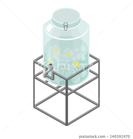 裝滿檸檬水的玻璃飲料機 140391970