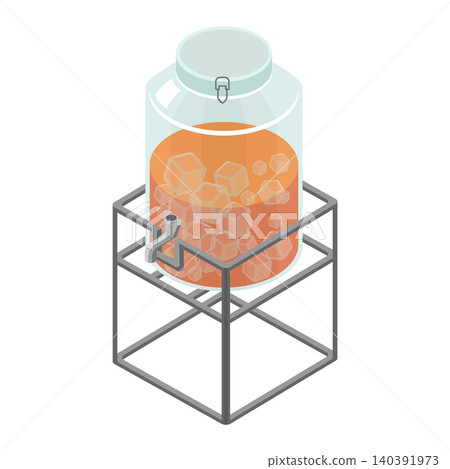 Glass drink dispenser containing iced tea 140391973