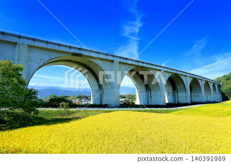 Ueda Roman Bridge and the ripening rice fields Ueda Roman Bridge and the ripening rice fields 140391989