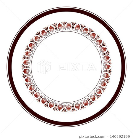 Round frame with floral pattern. Beautiful round frame arabesques. Vintage ethnic vector frame with arabesques. Pattern frame for round surfaces, household utensils, textiles, embroidery, plate. EPS Round frame with floral pattern. Beautiful round frame arabesques. Vintage ethnic vector frame with arabesques. Pattern frame for round surfaces, household utensils, textiles, embroidery, plate. EPS 140392199