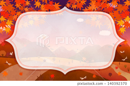 Autumn foliage at sunset and simple frame 1_horizontal Autumn foliage at sunset and simple frame 1_horizontal 140392370