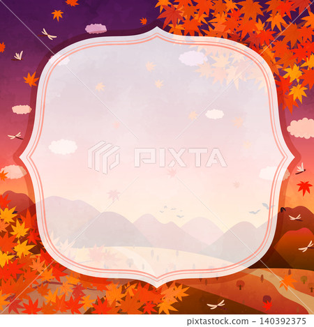 Autumn foliage at sunset and simple frame 2_square Autumn foliage at sunset and simple frame 2_square 140392375