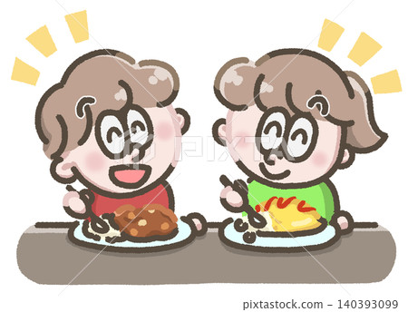 一幅兒童用餐的插圖 一幅兒童用餐的插圖 140393099