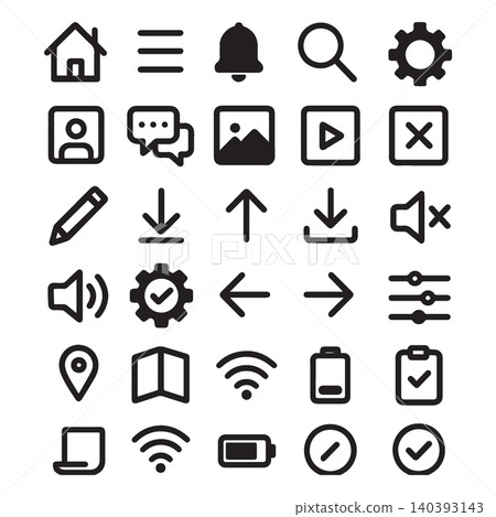icon set pack black and white minimalist icon set pack black and white minimalist 140393143