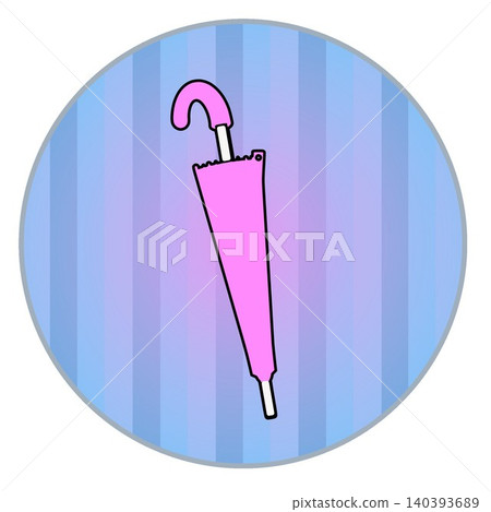 An illustration of a closed umbrella with a circular background. An illustration of a closed umbrella with a circular background. 140393689