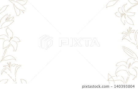 Elegant floral line art border frame set. Hand-painted botanical lily flower collection. Perfect for wedding invitations. Elegant floral line art border frame set. Hand-painted botanical lily flower collection. Perfect for wedding invitations. 140393804