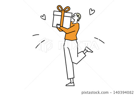 A woman holding a present A woman holding a present 140394082