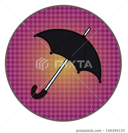 Illustration of an umbrella with a circular background 140394135
