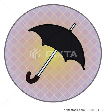 圓形背景的雨傘插圖 圓形背景的雨傘插圖 140394136