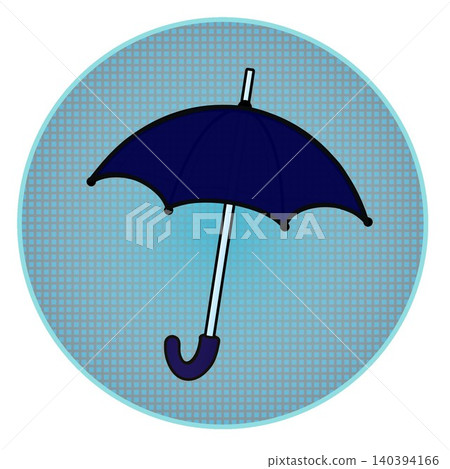 Illustration of an umbrella with a circular background Illustration of an umbrella with a circular background 140394166