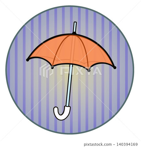 Illustration of an umbrella with a circular background Illustration of an umbrella with a circular background 140394169