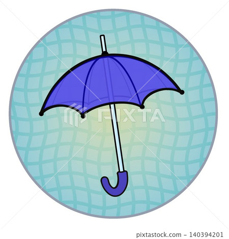 Illustration of an umbrella with a circular background Illustration of an umbrella with a circular background 140394201