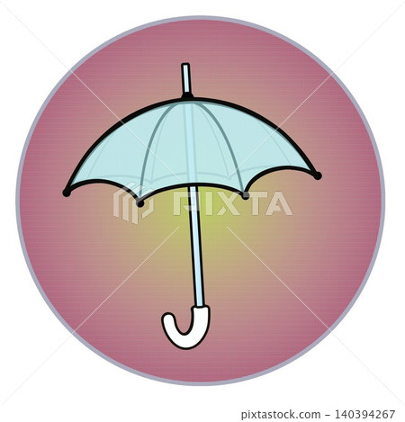 Illustration of an umbrella with a circular background Illustration of an umbrella with a circular background 140394267