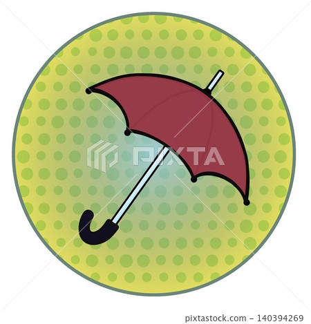 Illustration of an umbrella with a circular background Illustration of an umbrella with a circular background 140394269