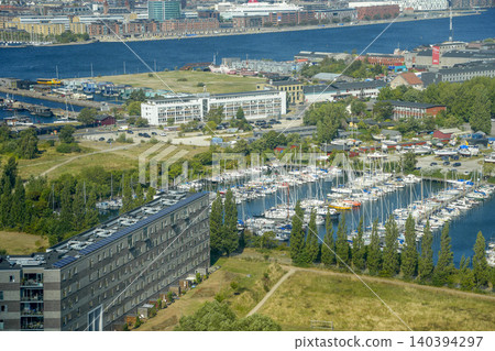 Panorama from Copenhagen Denmark CopenHill innovative waste to energy power plant It perfectly merges urban recreation with green energy Panorama from Copenhagen Denmark CopenHill innovative waste to energy power plant It perfectly merges urban recreation with green energy 140394297