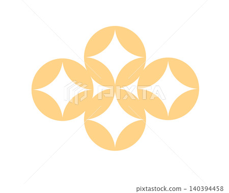 Shippo-tsunagi (seven treasures) pattern icon illustration, pastel orange. 140394458