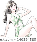 Woman sitting in a swimsuit - Green 140394585