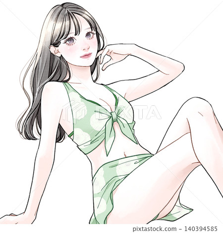 穿著泳衣的女子 - 綠色 140394585