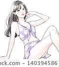 Woman sitting in a swimsuit - purple 140394586