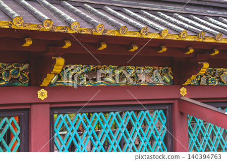 April 25 2026 Ueno Toshogu Shrine Corridor With Teal Lattice 140394763