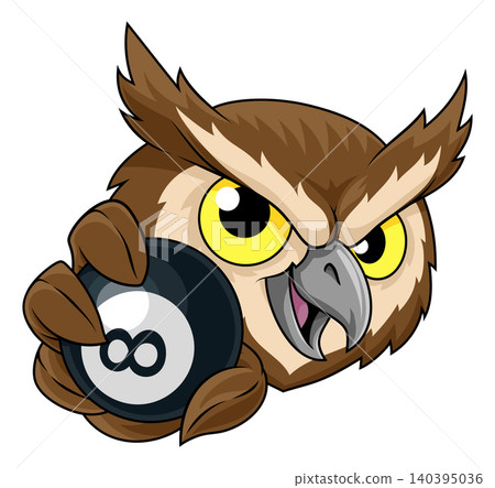 Owl Bird Billiards Pool 8 Ball Cartoon Team Mascot Owl Bird Billiards Pool 8 Ball Cartoon Team Mascot 140395036