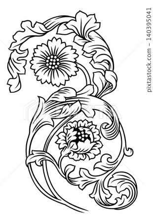 Filigree Crest Medieval Pattern Ornament Drawing 140395041