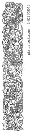 Grape Vine Grapevine Leaves Grapes Leaf Border Grape Vine Grapevine Leaves Grapes Leaf Border 140395042
