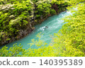 Beautiful clear stream with fresh greenery 140395389