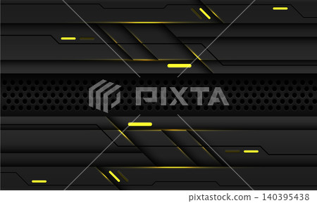 Abstract yellow light line dark grey banner on circle mesh design modern luxury futuristic background vector Abstract yellow light line dark grey banner on circle mesh design modern luxury futuristic background vector 140395438