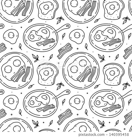 Cute seamless pattern with breakfast food Cute seamless pattern with breakfast food 140395458