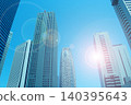 Skyscrapers and the shining sun 140395643
