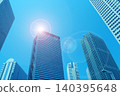 Skyscrapers and the shining sun 140395648