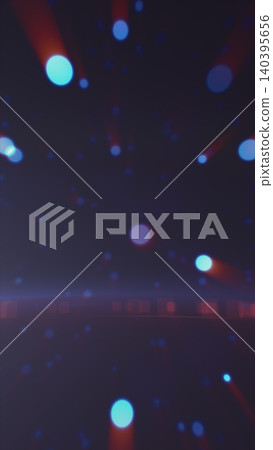 Abstract neon bokeh lights and soft glowing particles on a dark futuristic background with blue and red illumination. Abstract neon bokeh lights and soft glowing particles on a dark futuristic background with blue and red illumination. 140395656