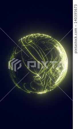 Glowing yellow sphere made of flowing light trails on a dark background, symbolizing digital motion, energy, and futuristic technology. Glowing yellow sphere made of flowing light trails on a dark background, symbolizing digital motion, energy, and futuristic technology. 140395673