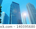Skyscrapers and the shining sun 140395680