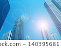 Skyscrapers and the shining sun 140395681