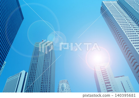 Skyscrapers and the shining sun 140395681
