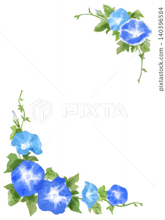 A refreshing morning glory corner frame, featuring a hand-drawn watercolor illustration. A refreshing morning glory corner frame, featuring a hand-drawn watercolor illustration. 140396584