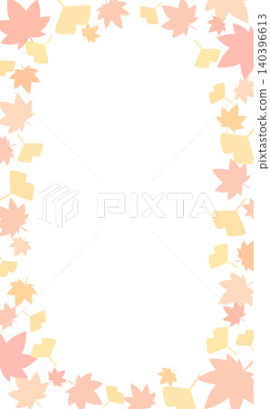 Simple transparent frame with autumn leaves and ginkgo leaves (vertical) 140396613