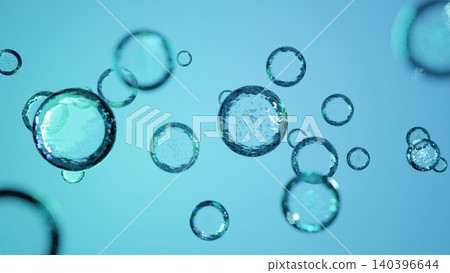 A 3D abstract image of transparent bubbles and water droplets floating in water. A 3D abstract image of transparent bubbles and water droplets floating in water. 140396644