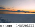 Winter sunset on the pier 140396833