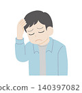 Hand-drawn man suffering from headache 140397082