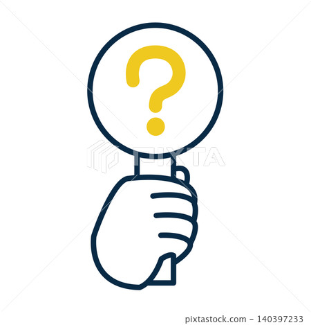 An illustration of a hand holding a question mark answer card. A yellow question mark plate. A "?" symbol indicating doubt or mystery. An illustration of a hand holding a question mark answer card. A yellow question mark plate. A "?" symbol indicating doubt or mystery. 140397233