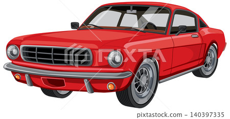 Classic Red Car Vector Illustration Classic Red Car Vector Illustration 140397335
