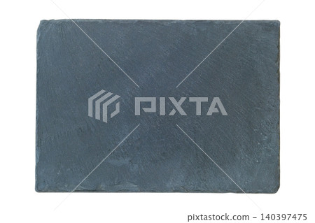 Slate serving board isolated on white background. Gray stone serving board. Mockup of tray. Top view. Slate serving board isolated on white background. Gray stone serving board. Mockup of tray. Top view. 140397475