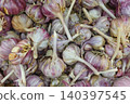 Fresh garlic bulbs background texture. 140397545