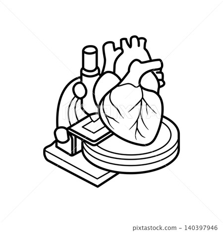 Future Medicine 3D Bioprinted Heart Line Icon Future Medicine 3D Bioprinted Heart Line Icon 140397946