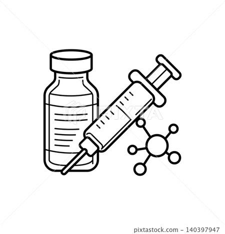 Advanced Vaccine Research Syringe Vial Line Icon Advanced Vaccine Research Syringe Vial Line Icon 140397947